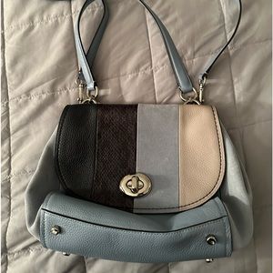 Blue and Cream Coach Handbag